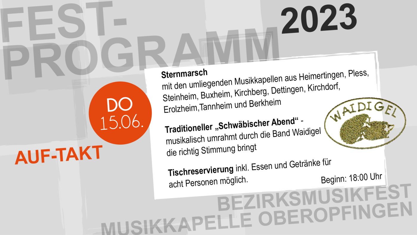 BMF 2023 in Oberopfingen | Unser Programm am Donnerstag 15.06.2023 | Auf-Takt