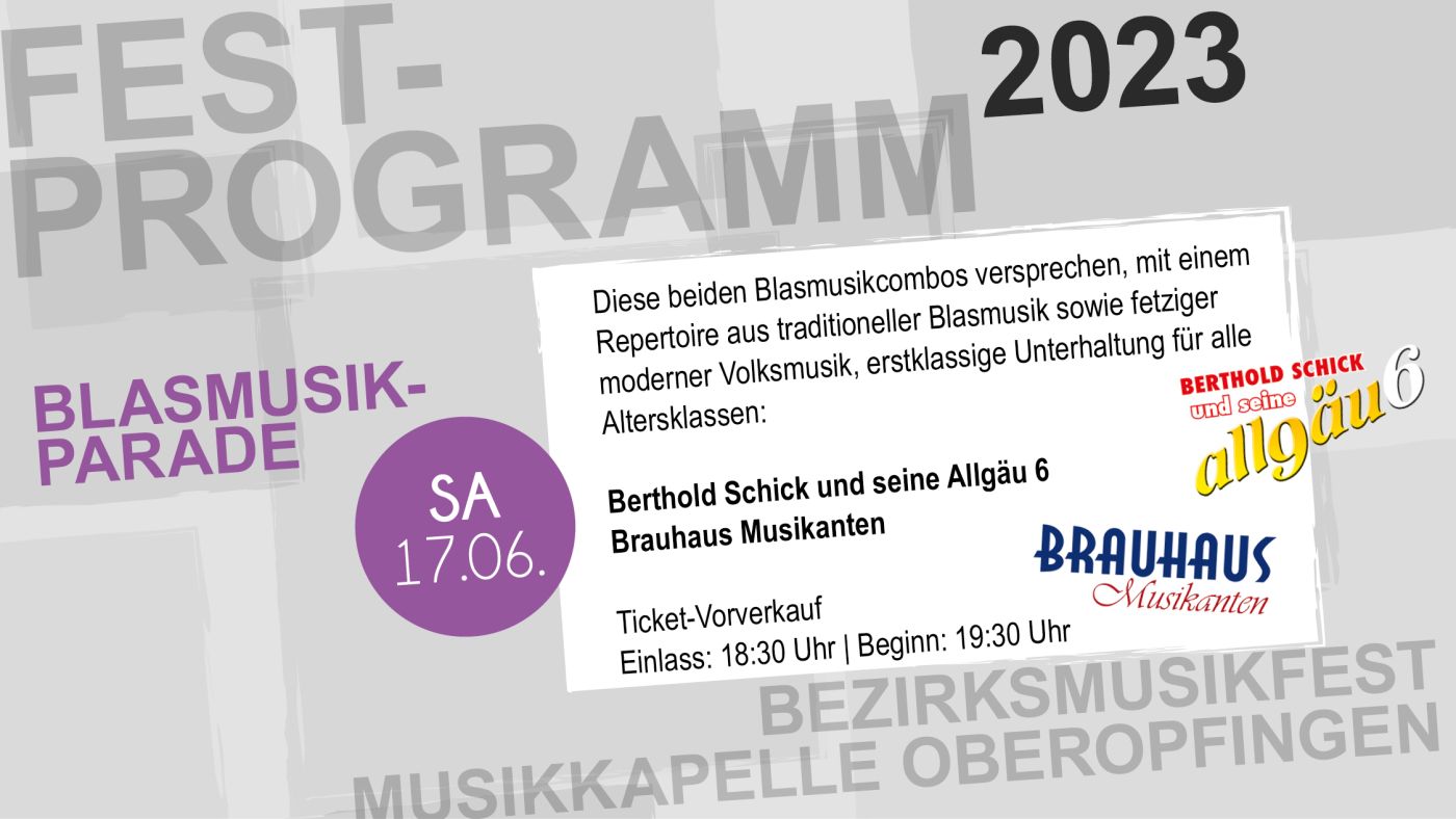 BMF 2023 in Oberopfingen | Unser Programm am Samstag 17.06.2023 | Blasmusik-Parade